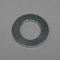 Flat zinc plated steel washer 0.70" x 1.19" x 0.09" thick.