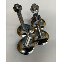 Standard pinball machine leg leveler with a 3" shaft set of 4 Chrome plated 