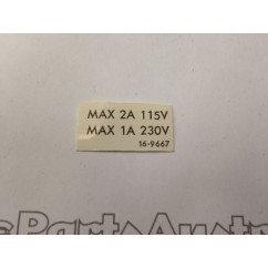 Label - convenience receptacle rating (These will need Adhesive)