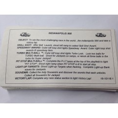 Indianapolis 500 card instruction